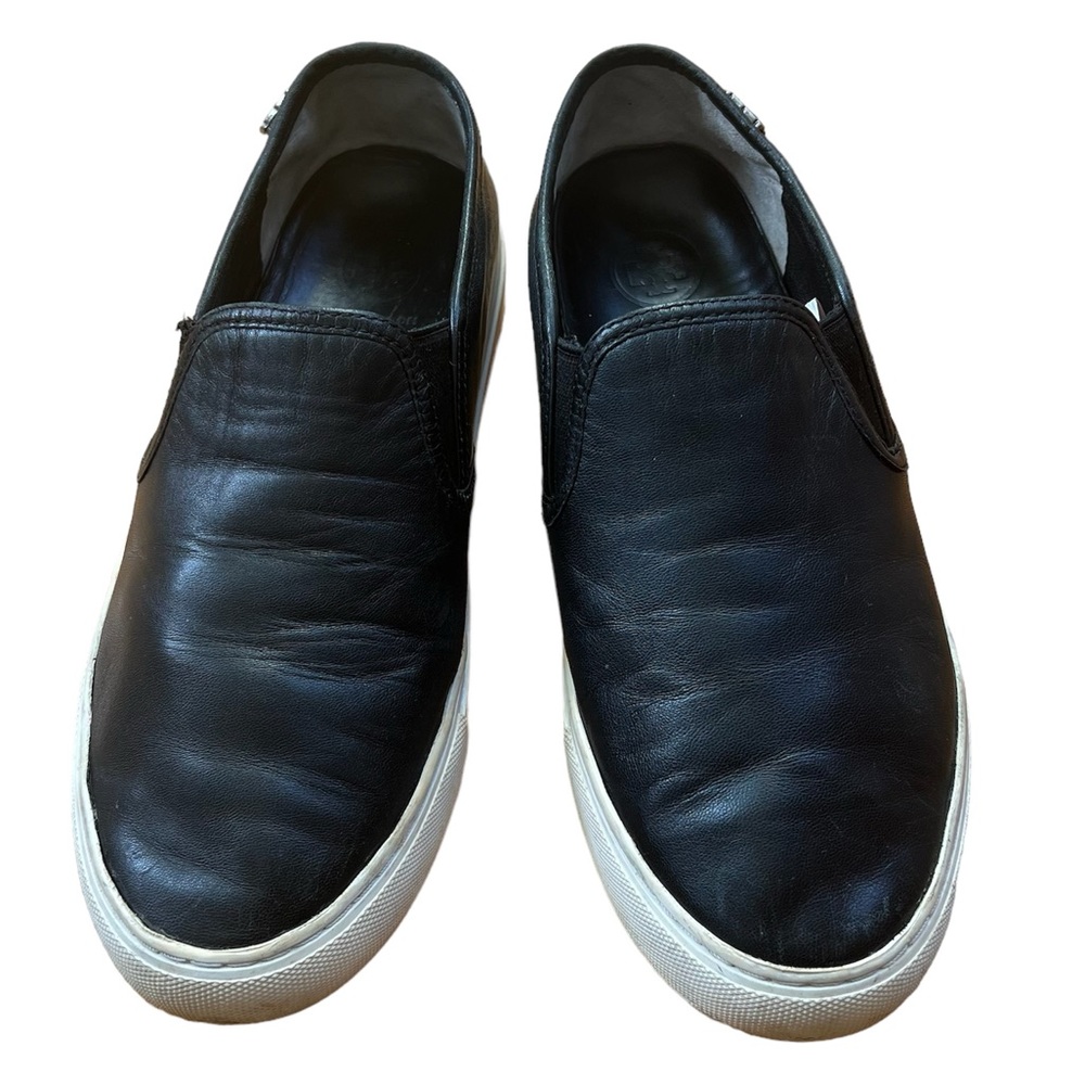 Tory Burch Jesse Black Leather Slip On Sneaker Loafer 7M
